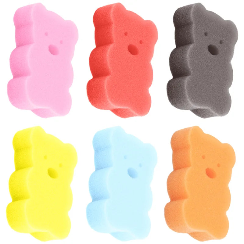 6 Pack Baby Bath Sponges - Soft Bear Design Toddler Shower Scrubber for Newborns