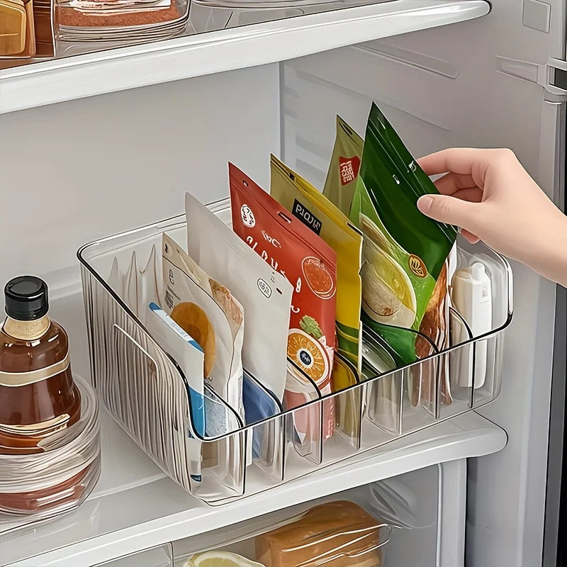 Clear Plastic Spice and Snack Storage Box with Adjustable Divider – Kitchen Organizer