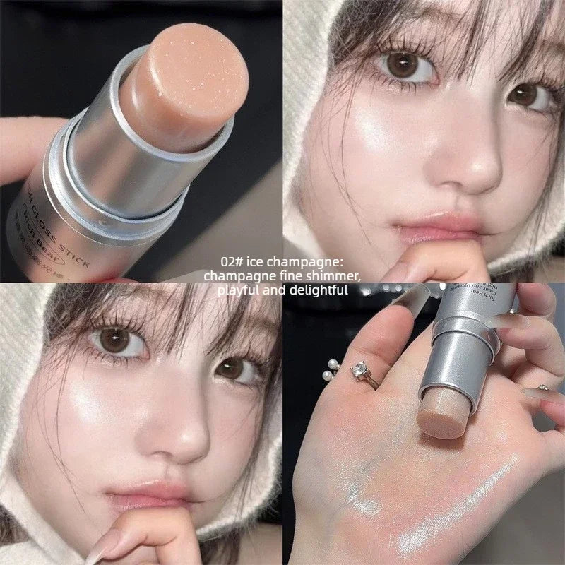 3-in-1 Highlighter Stick with Dewy Finish and Shimmer for Face Makeup