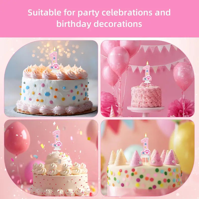 Dog and Cat Birthday Candle Paw Cake Topper for Pet Themed Parties - Multiple Colors
