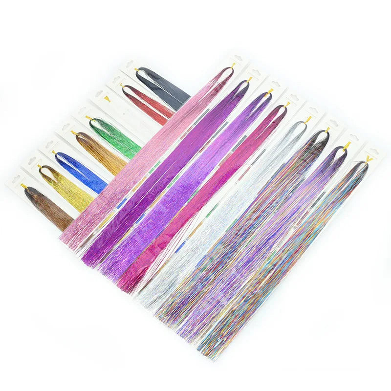 Colorful Glitter Hair Tinsel Kit Rainbow Hair Extensions for Braiding & Styling