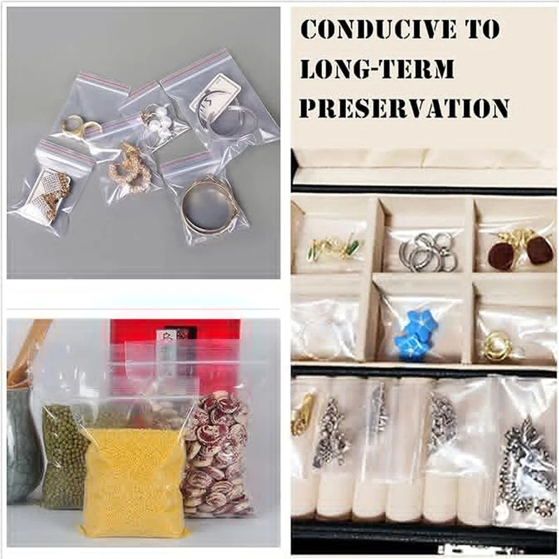 Small Reclosable Plastic Bags Bulk Assortment for Food Storage & Organization
