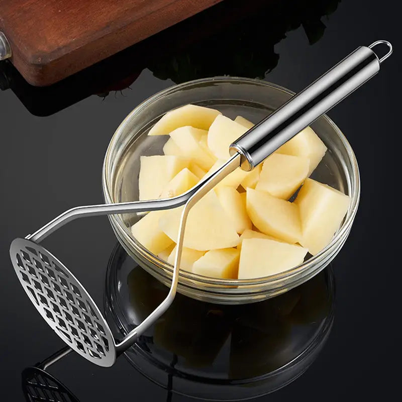 Stainless Steel Potato Masher for Vegetables & Fruit - Ergonomic Kitchen Tool