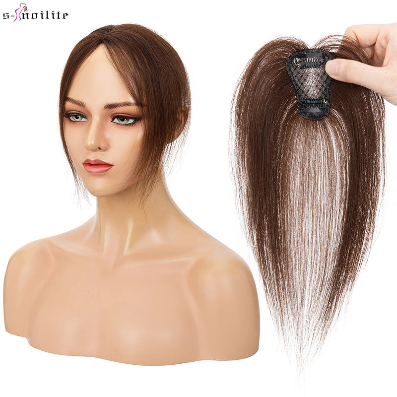 Clip-In Hair Bangs Human Hair Extensions for Women - Natural Remy, 10g