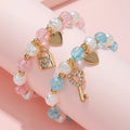 2PCS Heart Charm Key Lock Beaded Bracelets for Girls Friendship & Birthday Gift
