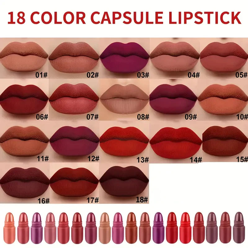 Mini Lipstick Set with Lip Gloss & Lip Liner - Matte, Waterproof, Long-Lasting, Travel Style