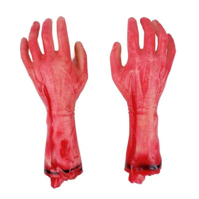 Halloween Bloody Prop Human Body Parts Set - Fake Brain Hand Foot Leg Decor