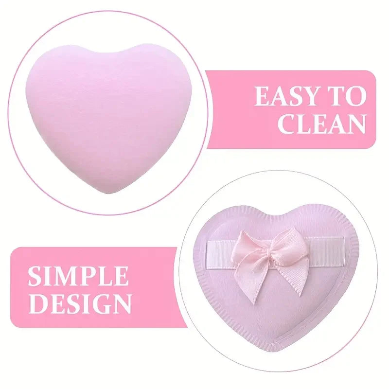 6pcs Heart-Shaped Makeup Sponge Puffs - Dry & Wet Dual Use Cosmetic Sponges