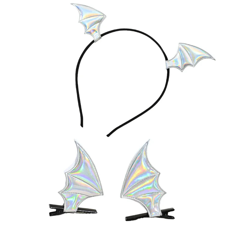 Halloween Bat Devil Headband Hair Clip Set for Women & Kids - Festival Costume Accessory