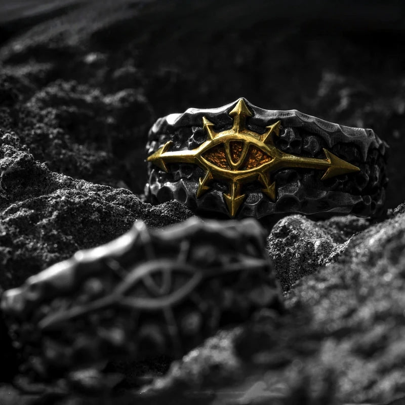 Retro Adjustable Open Ring for Men Punk Gothic Brass Jewelry - Warhammer 40K Style