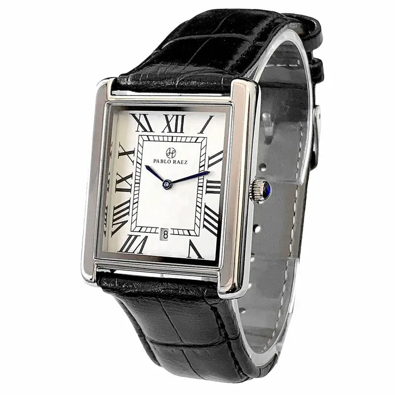 Men's Business Retro Classic Leather Waterproof Quartz Watch with Calendar and Box
