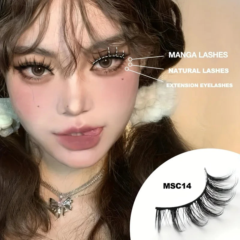 10 Pairs False Eyelashes C Curl Multi-Length Set Natural to Bold Makeup Lashes