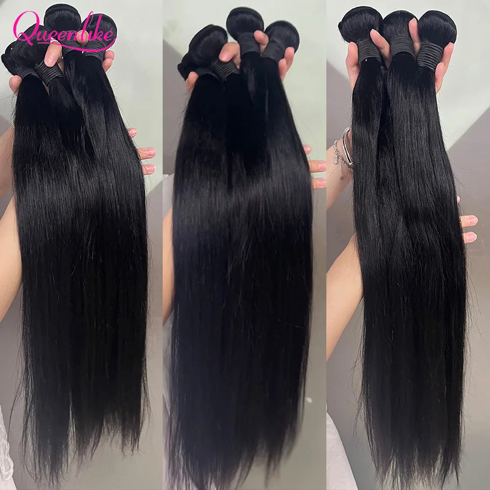 Human Hair Extensions 30 Inch Brazilian Straight Weave Bundles - Multiple Lengths