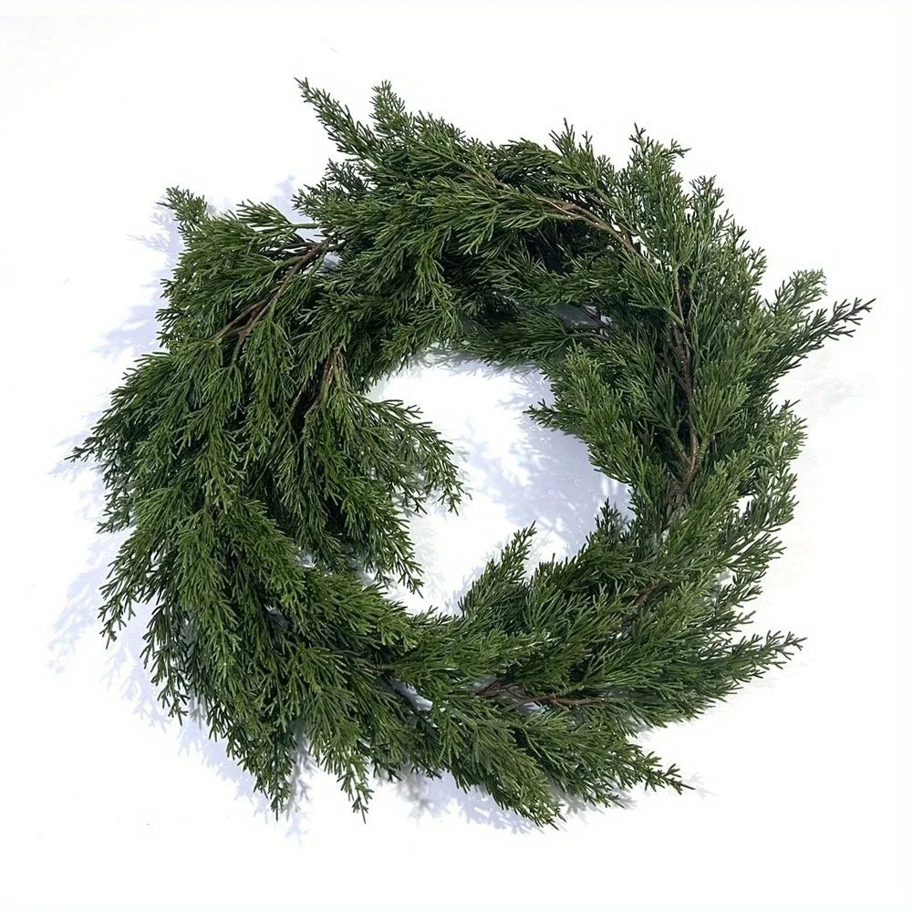Artificial Christmas Pine Wreath Wall Hanging Decor - Realistic Green Garland