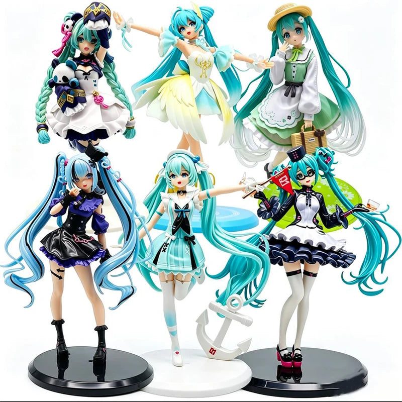 Anime Action Figurine Set - Hatsune Miku Standing & Sitting Models, Desktop Collectible Gift