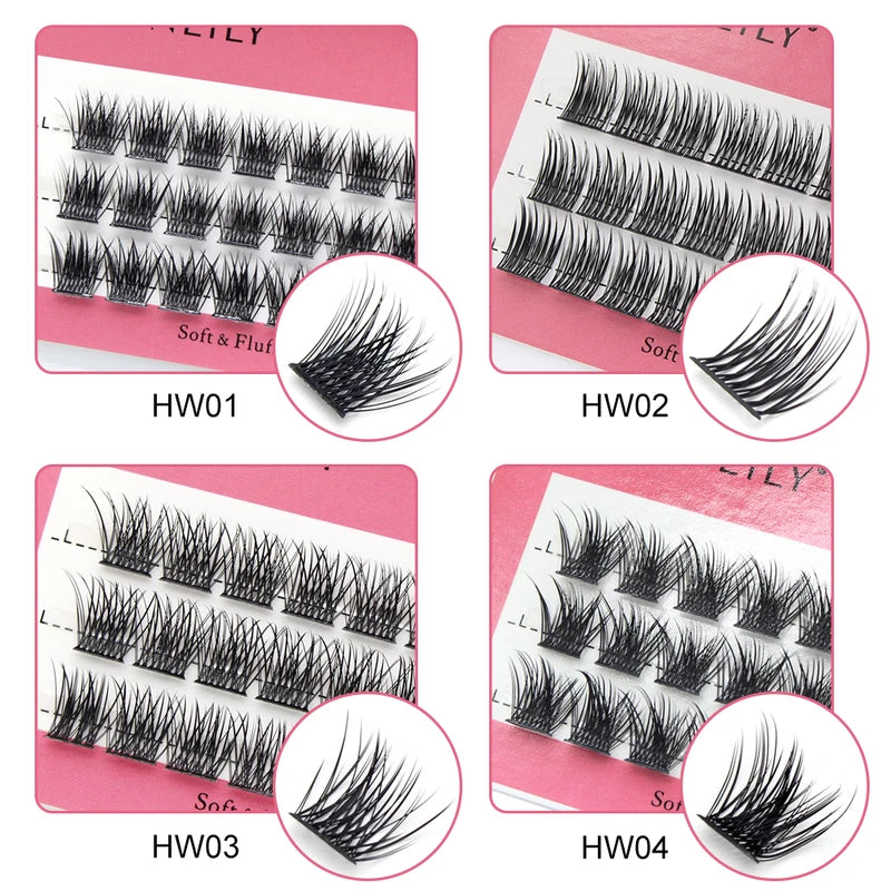 DIY 3D Eyelash Extensions Kit - Natural Soft Mink Cluster Lashes with Variants