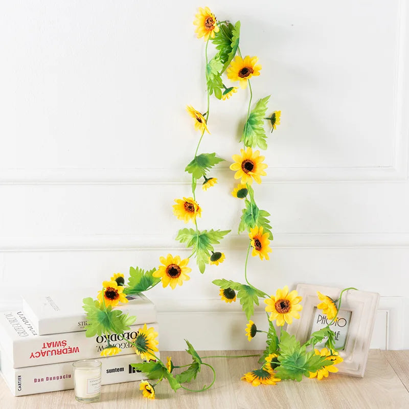 Artificial Sunflower Vine for Wedding Christmas Decor - Fake Flower Rattan