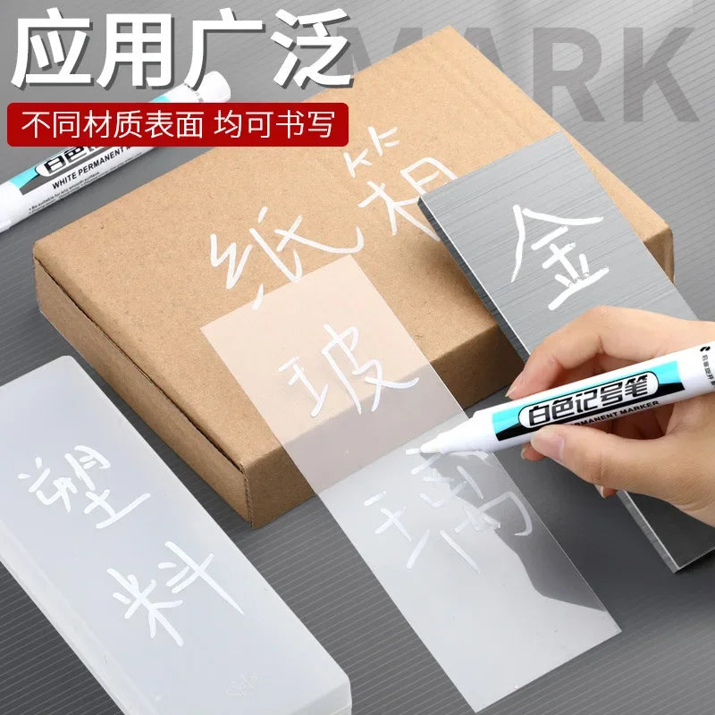 Waterproof Permanent Paint Markers - Oily Liquid Ink for Wood, Glass, Metal, Leather, Plastic