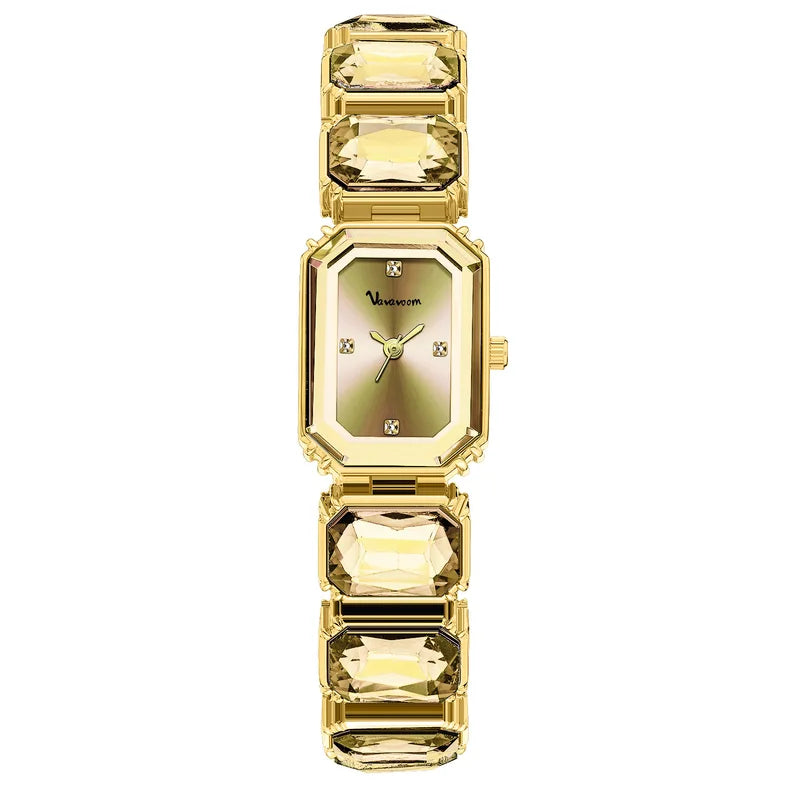 Luxury Women’s Square Dial Quartz Watch with Bracelet Strap - Small Gold Silver Pink Green