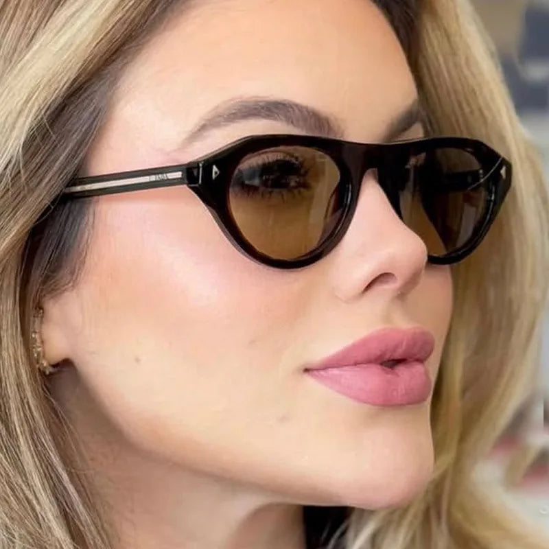 Fashion Triangle Cat Eye Sunglasses for Women Men Small Frame UV400 Gradient Retro