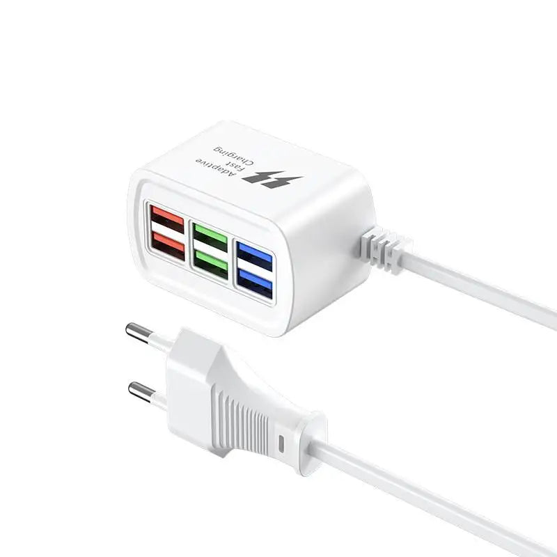 USB Charging Station 6-in-1 Power Strip with Fast Charging - 1m Cord, Multiple USB Ports