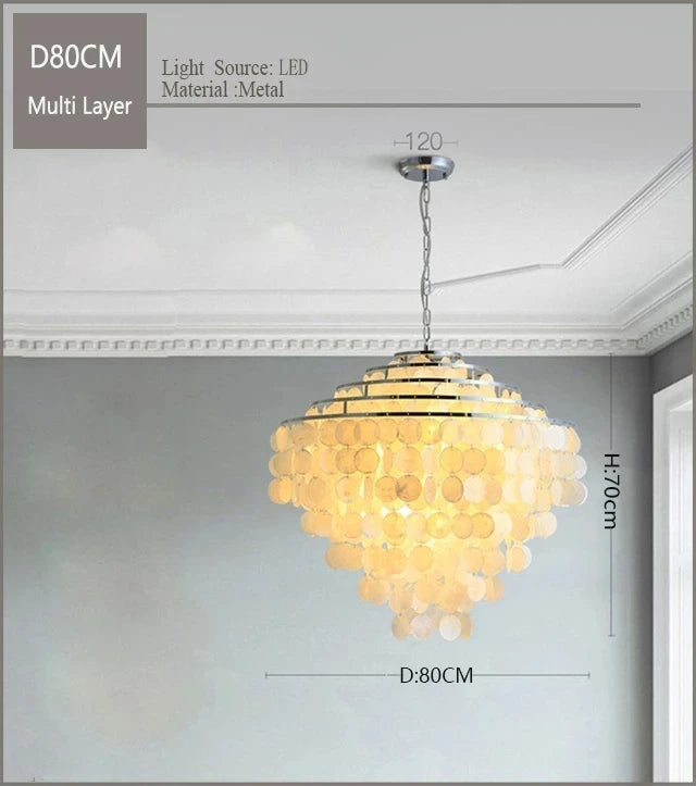 Minimalist Shell Wind Chime Chandelier with Changeable LED Lighting – Romantic Living Room Decor