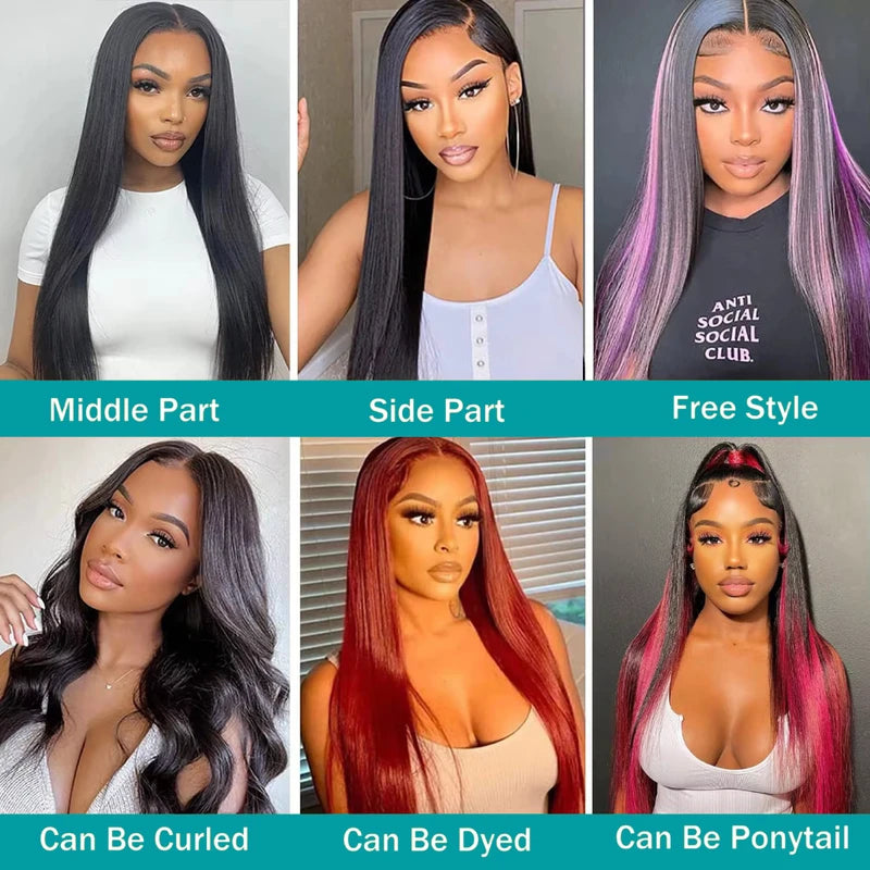 HD Lace Front Wig 13x6 Brazilian Straight Human Hair 200% Density Natural Hairline