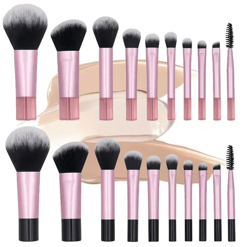 Mini Travel Makeup Brush Set - 10 Pcs Portable Face & Eye Brushes for Foundation, Blush, Concealer
