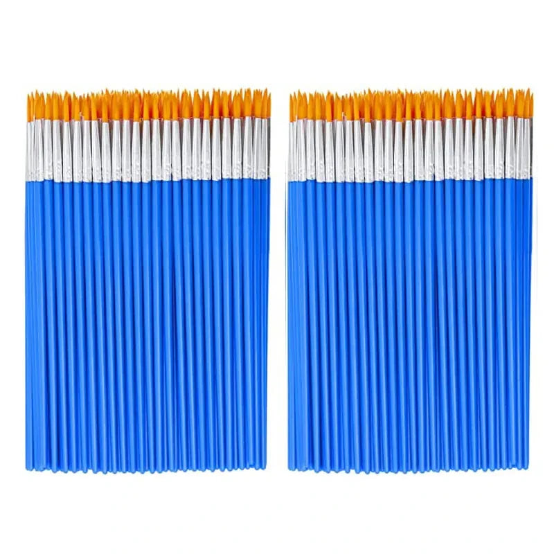 Kids Paint Brush Set 100pcs Assorted Flat Round Pointed Watercolor Oil Acrylic Craft
