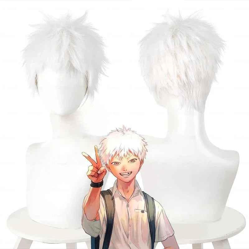 Anime Cosplay Wig - White Short Hair for Role Play & Halloween Costume