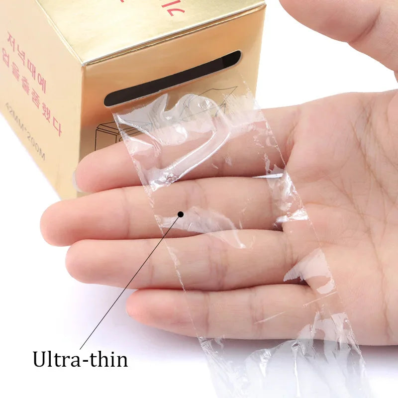 Tattoo & Microblading Plastic Wrap Film - Clear, Ivory, Gold, Black, Brown Variants, 20cm x 4.2cm x 6cm, 200m Roll
