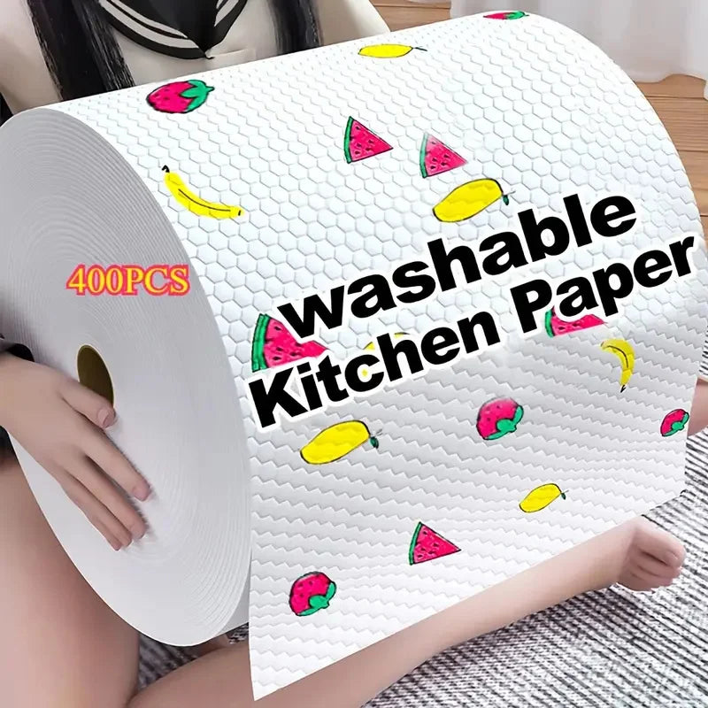 400Pcs Reusable Kitchen Paper Towels - Wet & Dry Multi-Purpose Cleaning Cloths