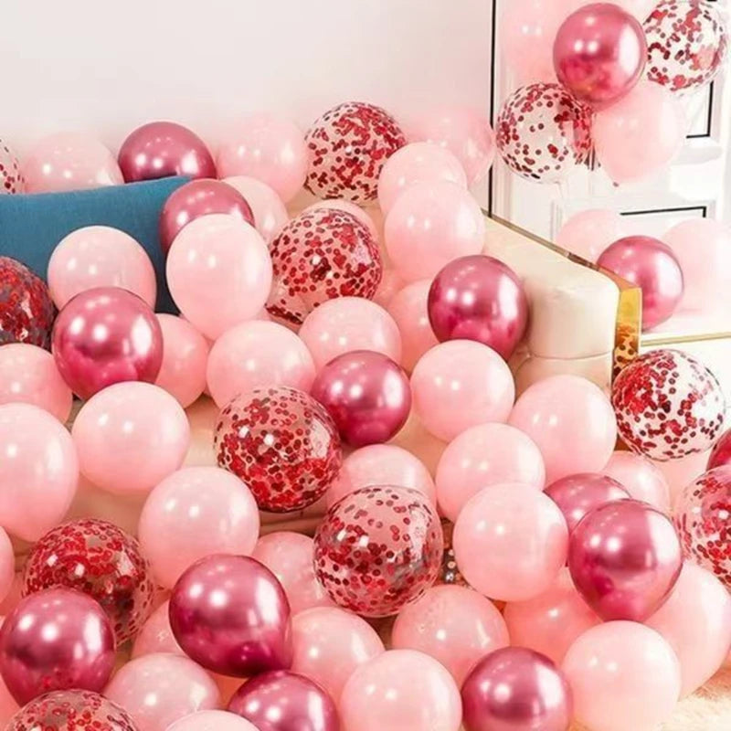 Pink & Red Latex Balloons Pack for Valentine's Day Wedding Party Decorations