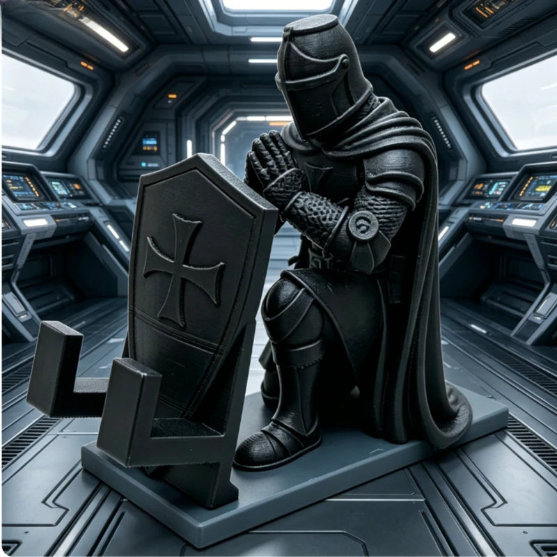 Medieval Knight Cell Phone Holder - Desktop Warrior Armor Stand for Gaming & Decor