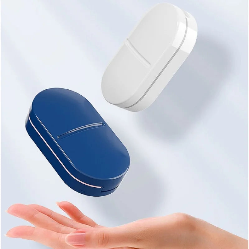 Portable Pill Cutter with Storage Box Adjustable Stainless Steel Blade