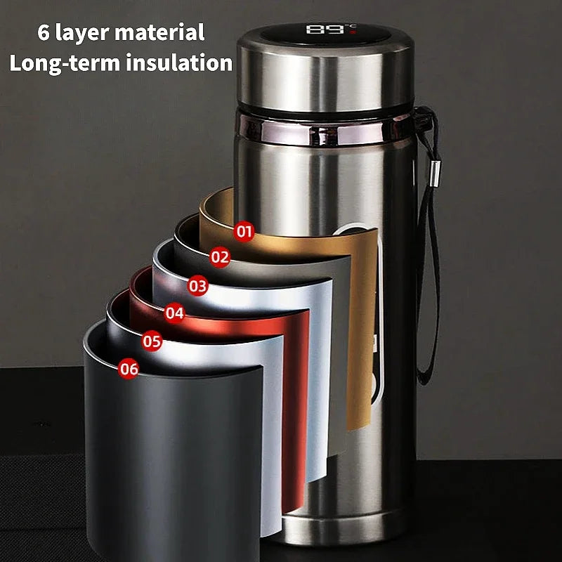 Stainless Steel Thermos Bottle with LED Temperature Display 500ML-1L Portable Vacuum Flask