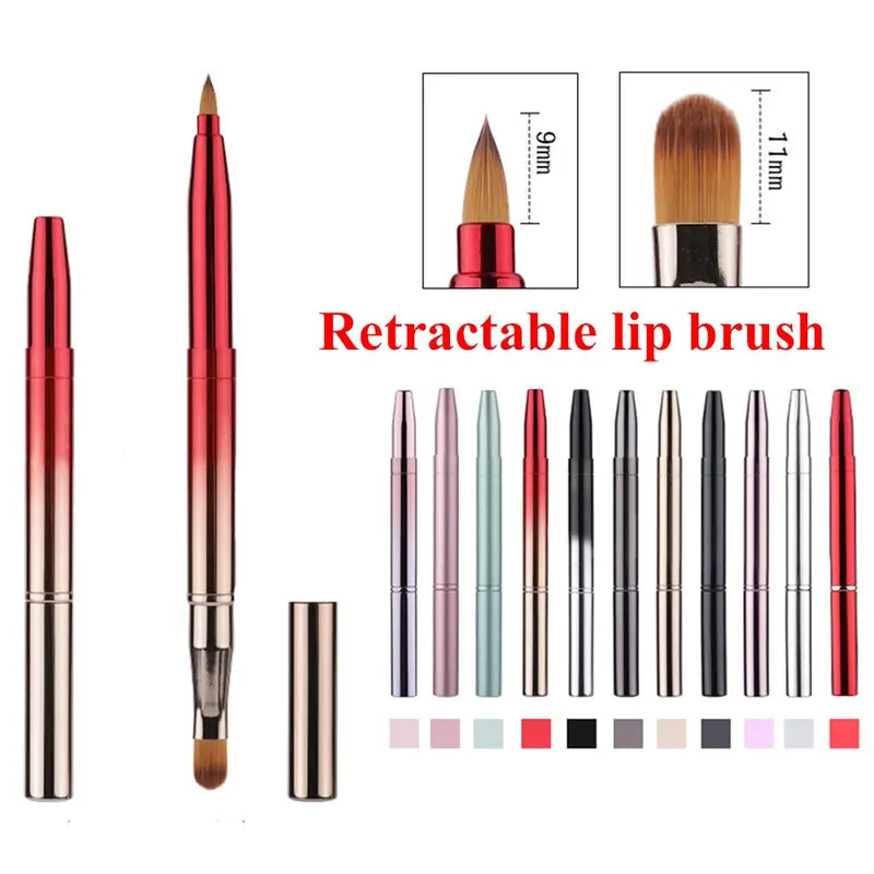 Double Head Lipstick Applicator Brush Set - Retractable Cosmetic Lip Gloss Wand