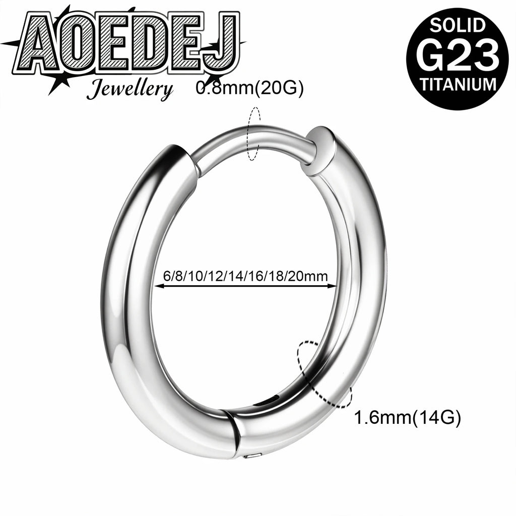 Titanium Hoop Earrings for Men Women 18G 20G Circle Clicker Piercing Jewelry