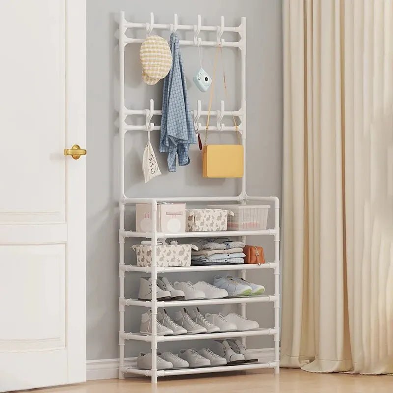 Five Layer Shoe Rack with Side Pockets - Multi-Functional Household Storage
