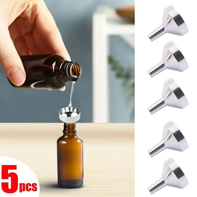 Mini Aluminum Alloy Perfume Dispenser Funnel 5-Pack Small Liquid Transfer Tools