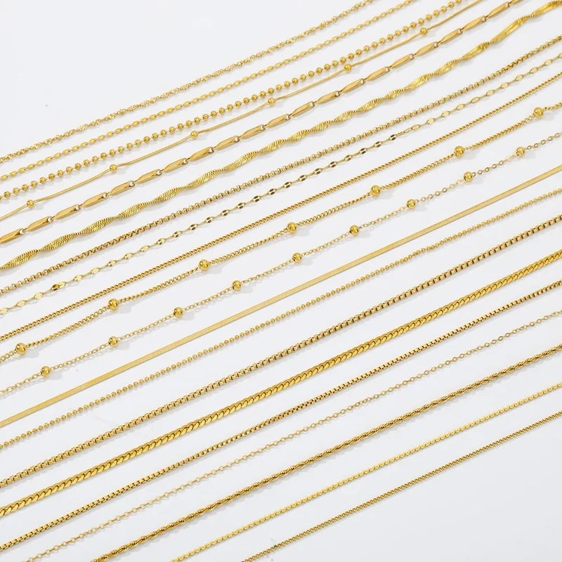 Stainless Steel Bead Chain Necklace for Women DIY Jewelry Making - Gold Plated