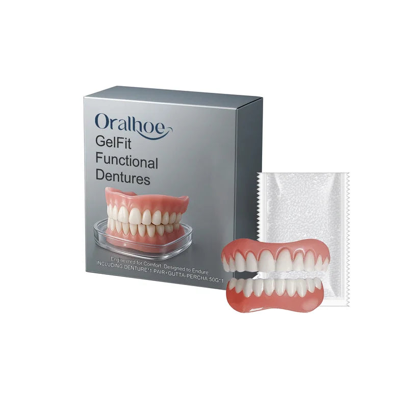 Full Set Silicone Dentures - Soft, Custom Fit, Temporary Broken Teeth Replacement