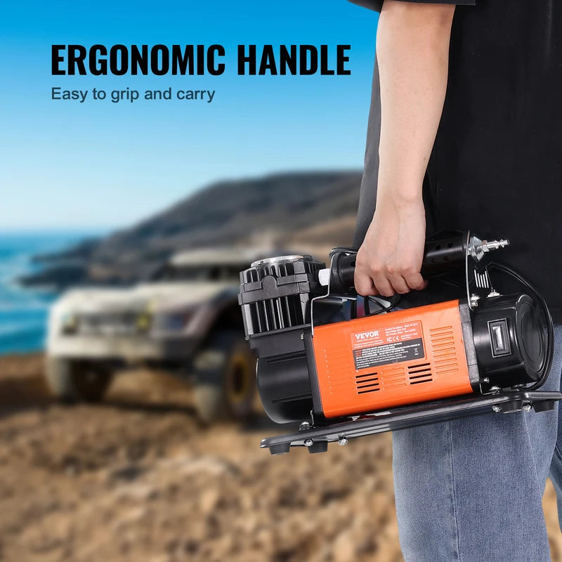 12V Portable Tire Inflator with 150 PSI and 7.06 CFM Heavy Duty Air Compressor