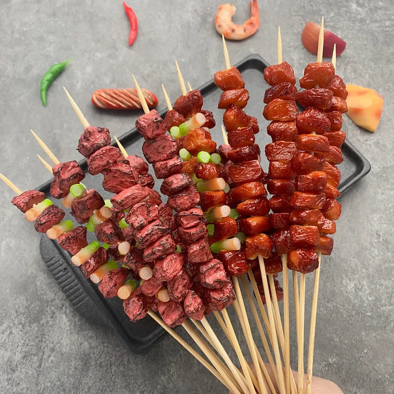 Fake Food BBQ Skewer Set - Lamb Beef Meat Model for Decor & Photography