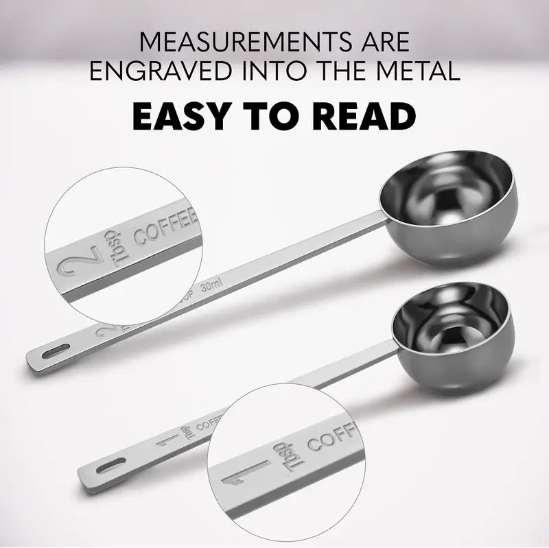 Stainless Steel Coffee Scoop with Long Handle - Measuring Spoon for Kitchen & Cafe