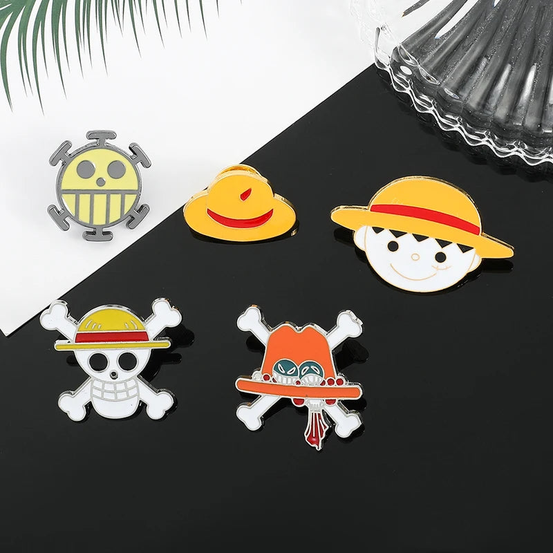 Anime Brooch Pins Set - Luffy Zoro Ace Sunny Go Matching Jewelry & Backpack Accessories