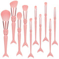 10-Piece Mermaid Makeup Brush Set - Powder, Blush, Eye Shadow & Lip Tools