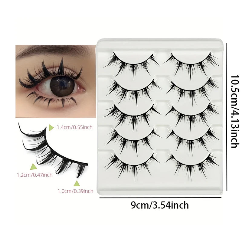 Anime-Inspired False Eyelashes 5 Pairs - Dramatic Cartoon Eye Faux Lashes