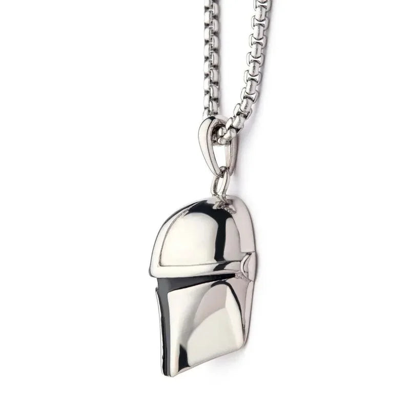 Star Wars Mandalorian Helmet Necklace - Collectible Movie Fan Jewelry