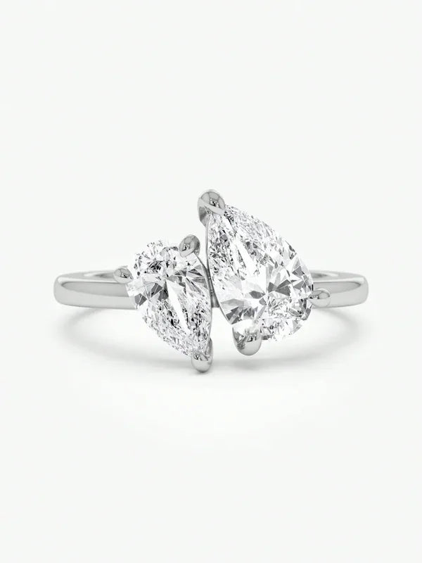 Sterling Silver Water Drop Finger Ring for Women, Wedding Jewelry Gift